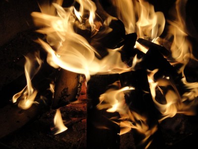 Fire at the campsite.