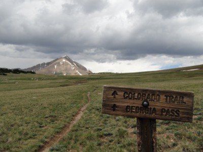 Approach to Georgia Pass, Mt Guyot in the background.