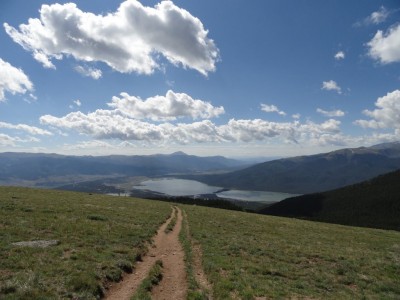 At about 12,300 ft, looking back at Twin Lakes. At about 12,300 ft, looking back at Twin Lakes.