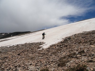 Gathering some souvenir snow.