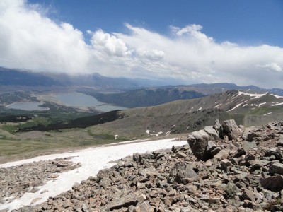 At nearly 14,000 ft, looking towrds Twin Lakes. At nearly 14,000 ft, looking towrds Twin Lakes.