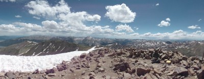 Panorama from Mt Elbert summit, looking South. Panorama from Mt Elbert summit, looking South.